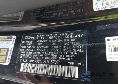 2020 Hyundai Tucson Sel from USA, damaged, VIN KM8J3CAL2LU157074